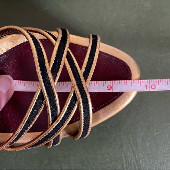 Prada Black Suede & Gold Strappy Platform Heels/Sandals *Italy* - Picture 5 of 12